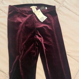 H&M Velvet Basic Leggings in Deep Wine/purple size 12-13Y